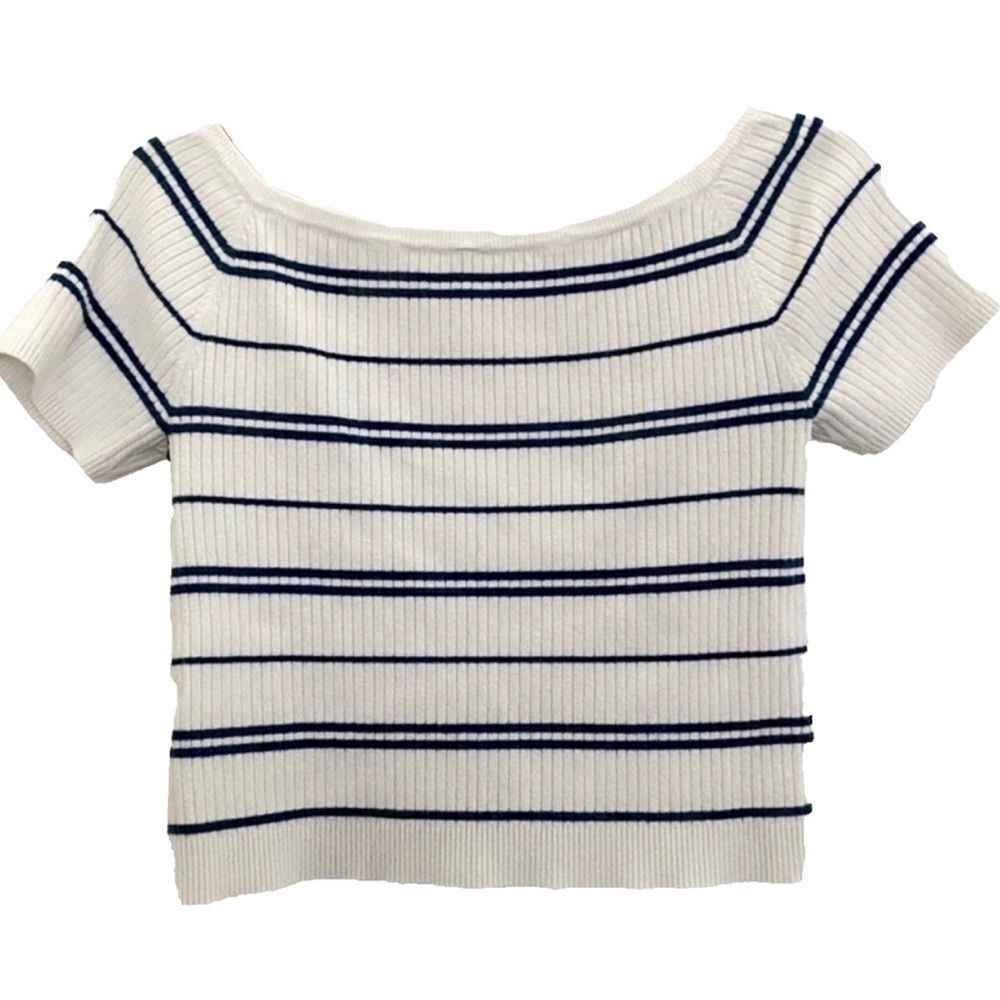 Large- PacSun crop top white/navy